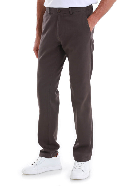 Kahverengi Regular Fit Pamuklu Yandan Cepli Kanvas Pantolon - 3