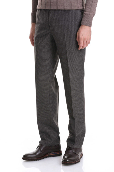 Kahverengi Regular Fit Desenli Yandan Cepli Kumaş Pantolon - 3
