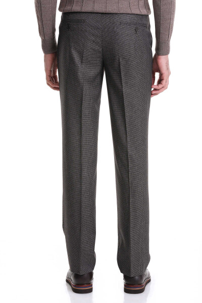 Kahverengi Regular Fit Desenli Yandan Cepli Kumaş Pantolon - 5