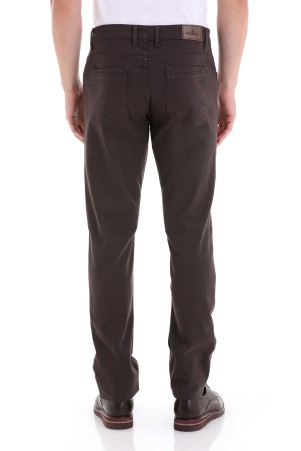 Kahverengi Regular Fit Düz 5 Cep Pamuklu Yüksek Bel Kot Pantolon - Thumbnail