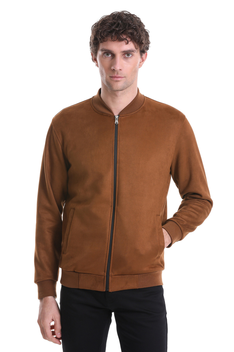 Kahverengi Regular Fit Bomber Yaka Mevsimlik Mont - HTML