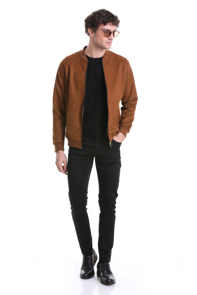 Kahverengi Regular Fit Bomber Yaka Mevsimlik Mont - 2