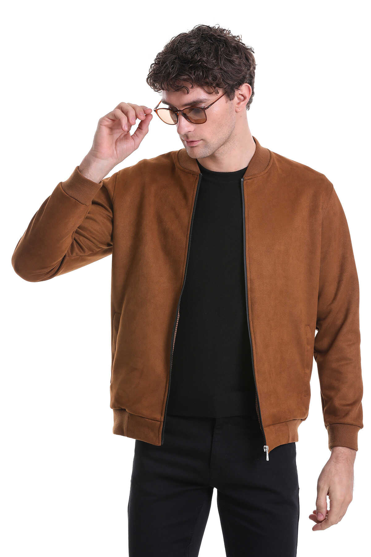 Kahverengi Regular Fit Bomber Yaka Mevsimlik Mont - 3
