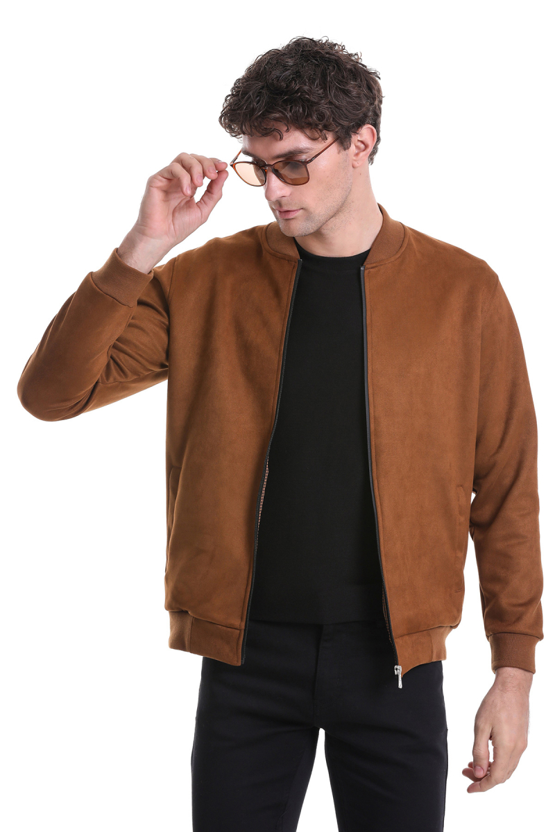 Kahverengi Regular Fit Bomber Yaka Mevsimlik Mont - HTML (1)