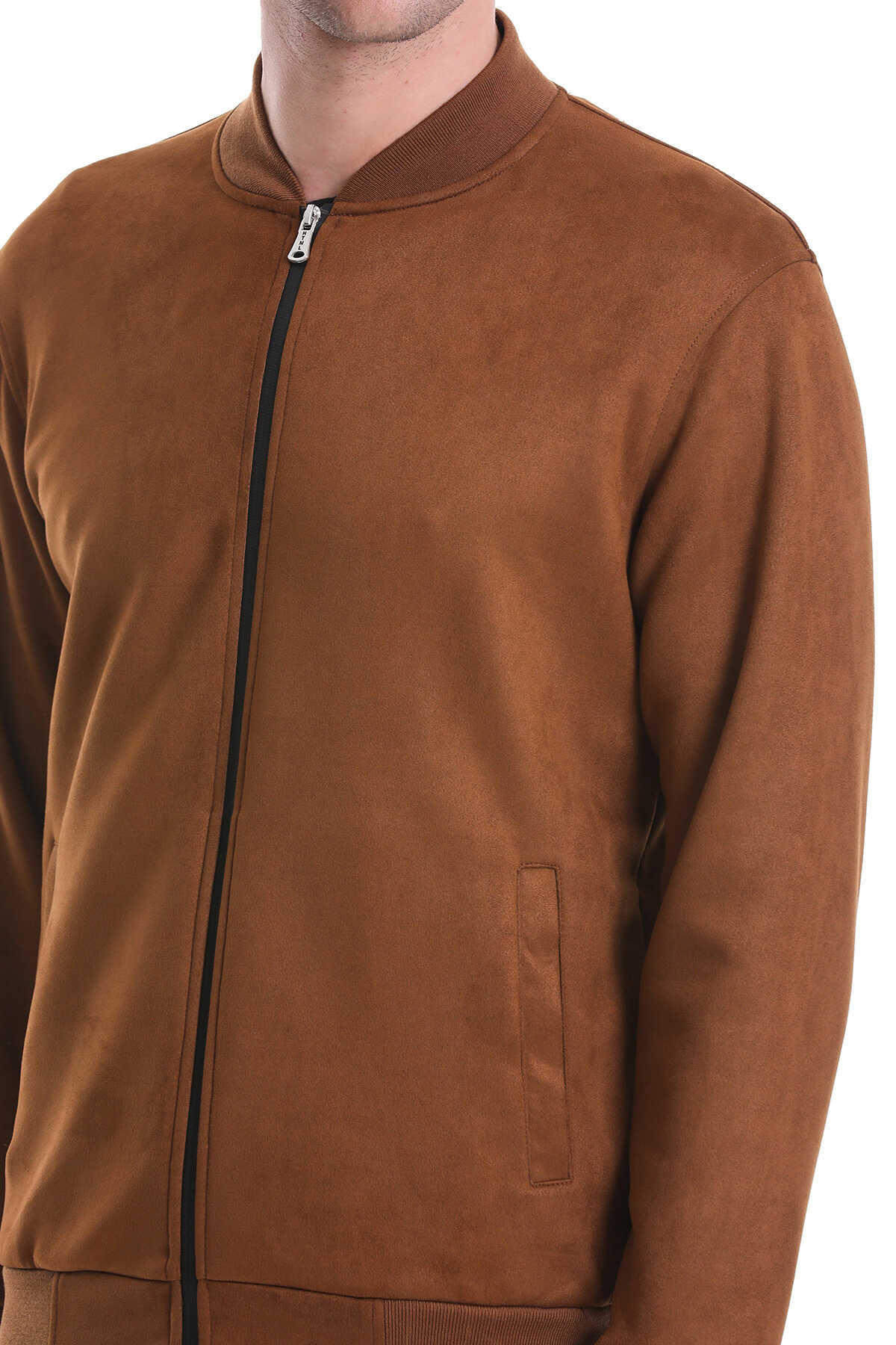 Kahverengi Regular Fit Bomber Yaka Mevsimlik Mont - 5