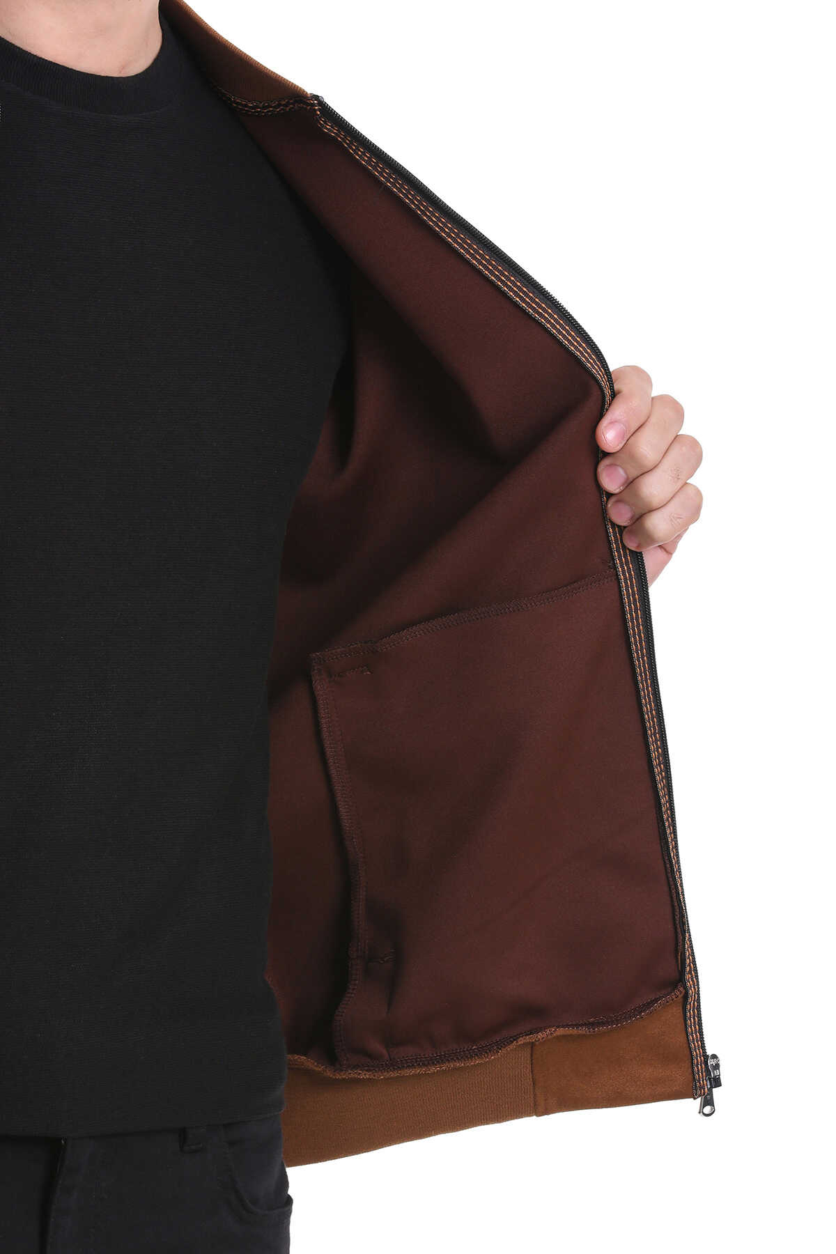 Kahverengi Regular Fit Bomber Yaka Mevsimlik Mont - 6