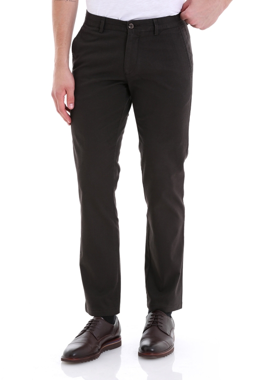 Hatemoğlu - Kahverengi Regular Fit Düz Yandan Cep Klasik Kumaş Pantolon