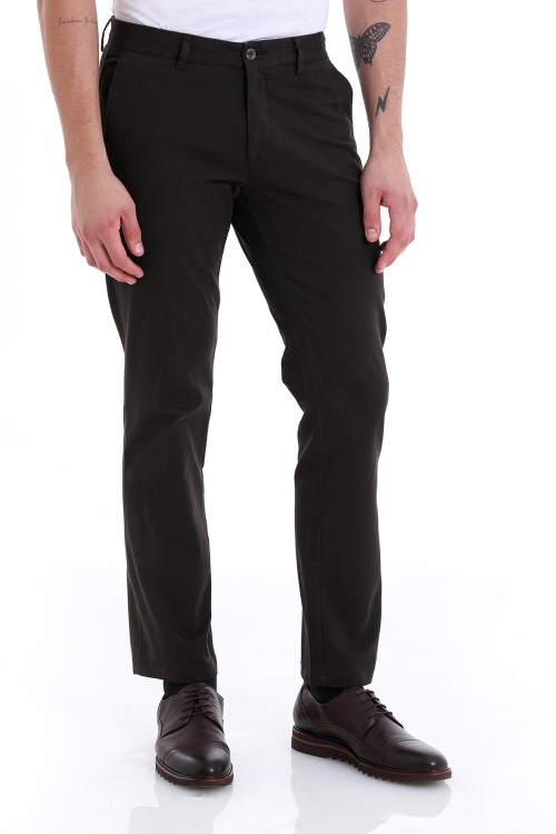 Kahverengi Regular Fit Düz Yandan Cep Klasik Kumaş Pantolon - Thumbnail (3)