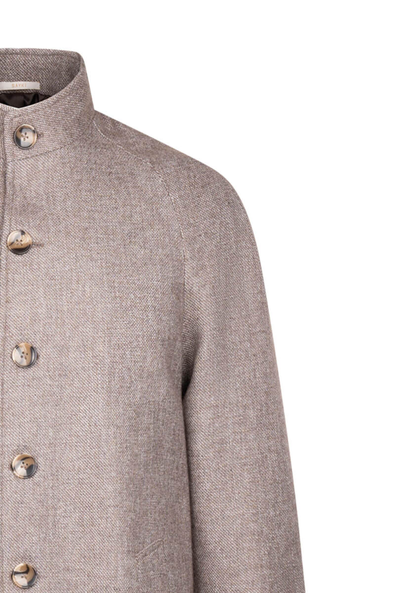 Kahverengi Regular Fit Hakim Yaka Yünlü Kaşe Palto - Hatem Saykı (1)