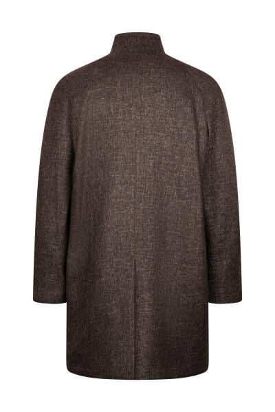 Kahverengi Regular Fit Hakim Yaka Yünlü Kaşe Palto - 2