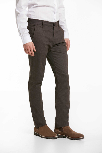Kahverengi Regular Fit Pamuklu Yandan Cep Kanvas Pantolon - 2
