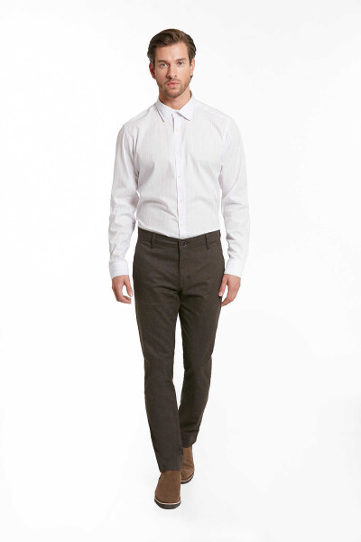 Kahverengi Regular Fit Pamuklu Yandan Cep Kanvas Pantolon - 3