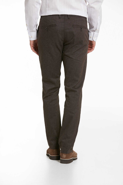 Kahverengi Regular Fit Pamuklu Yandan Cep Kanvas Pantolon - 5