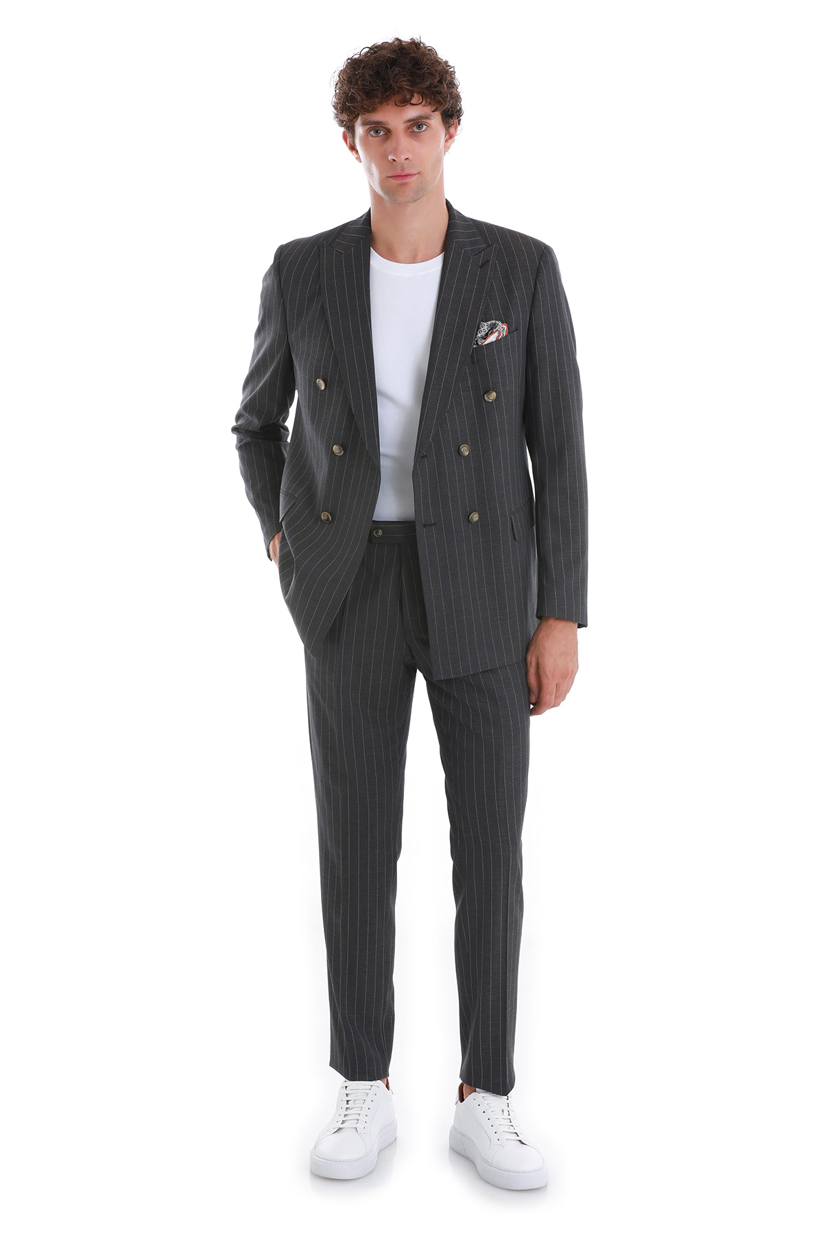 Kahverengi Regular Fit Kruvaze Takım Elbise - 1