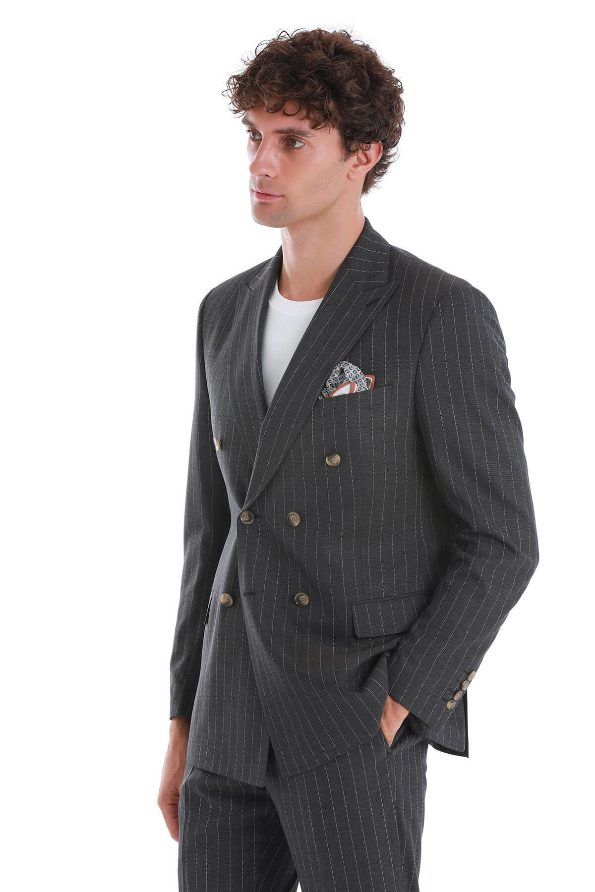 Kahverengi Regular Fit Kruvaze Takım Elbise - 4