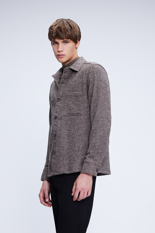 Kahverengi Regular Fit Pamuklu Overshirt Gömlek - Hatemoğlu (1)