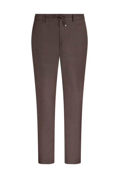 Kahverengi Regular Fit Yandan Cep Kumaş Pantolon - 2