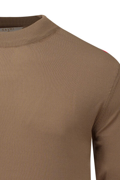 Kahverengi Regular Fit Yarım Balıkçı Yaka Rayon Kazak - 2