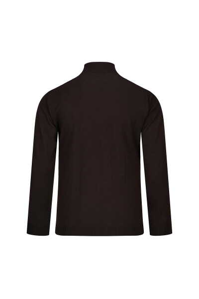 Kahverengi Regular Fit Yarım Balıkçı Yaka Yünlü Kazak - 3