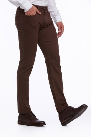 Kahverengi Regular Fit Düz Pamuklu 5 Cep Kot Pantolon - Thumbnail