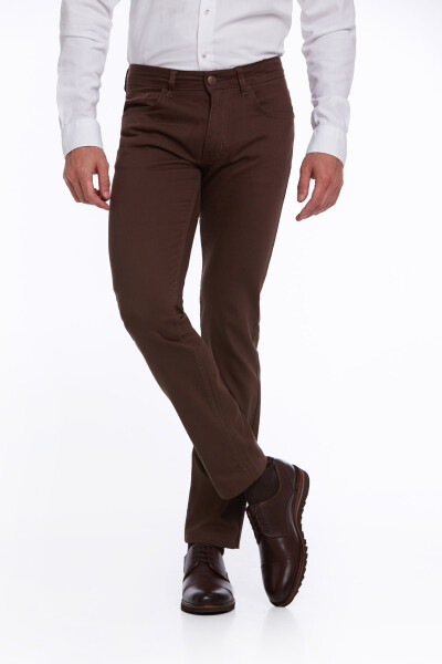 Kahverengi Regular Fit Pamuklu 5 Cep Kot Pantolon - 3