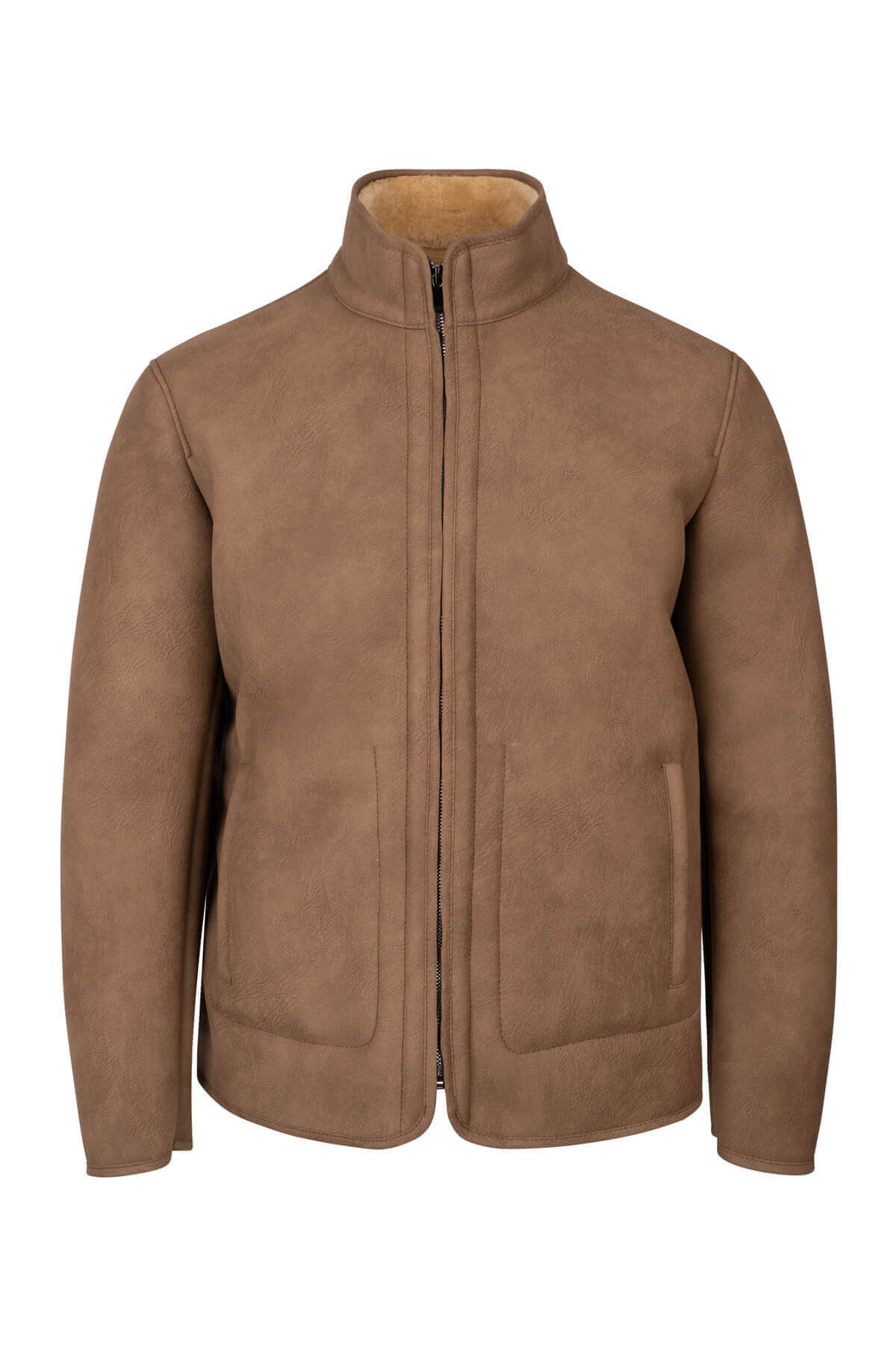 Kahverengi Slim Fit Bebe Yaka Mont - 1