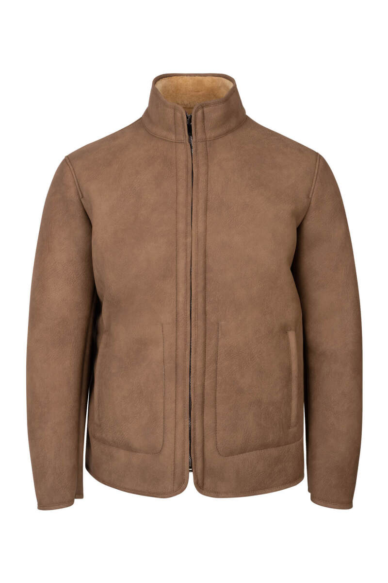 Kahverengi Slim Fit Bebe Yaka Mont