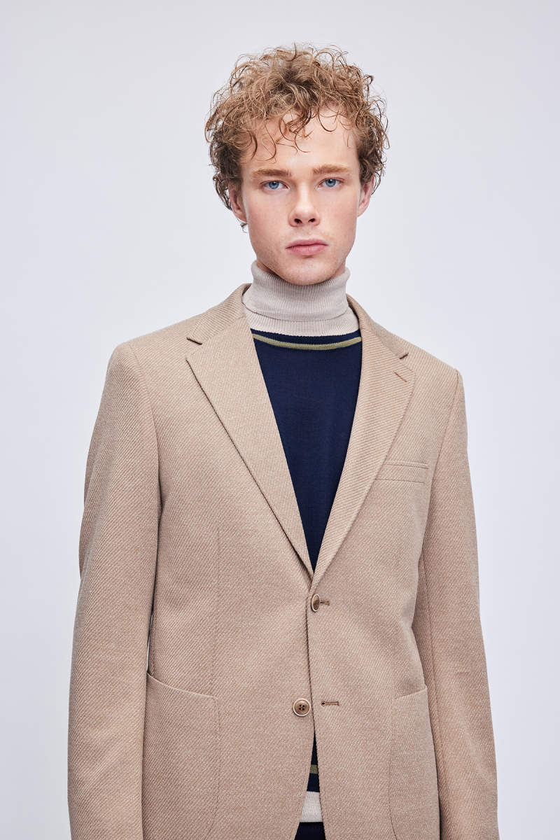 Kahverengi Slim Fit Mono Yaka Klasik Ceket - Hatemoğlu (1)