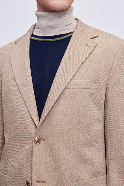 Kahverengi Slim Fit Mono Yaka Klasik Ceket - 4