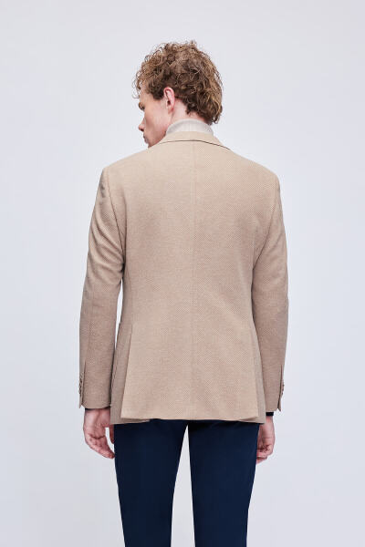 Kahverengi Slim Fit Mono Yaka Klasik Ceket - 6