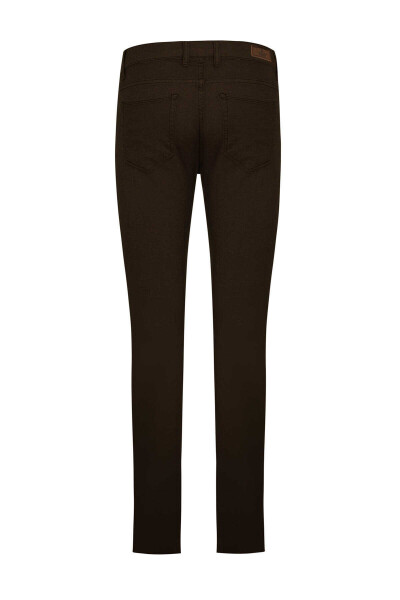 Kahverengi Slim Fit Desenli Pamuklu 5 Cep Kanvas Pantolon - 2