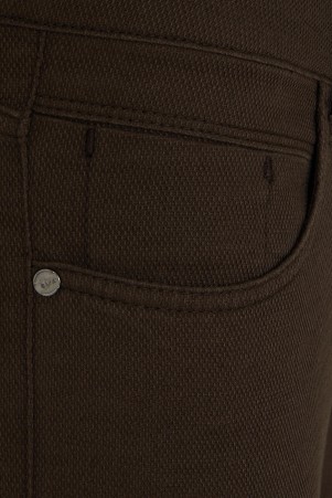 Kahverengi Slim Fit Desenli Pamuklu 5 Cep Kanvas Pantolon - Thumbnail