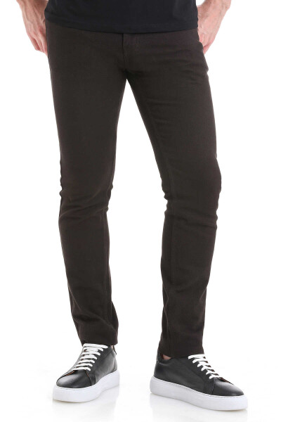 Kahverengi Slim Fit 5 Cep Pamuklu Kanvas Pantolon - 6