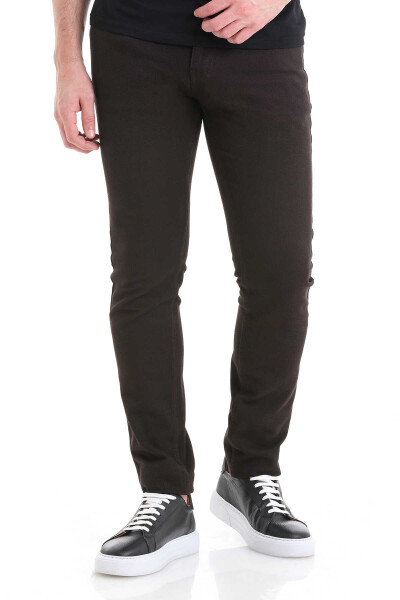 Kahverengi Slim Fit 5 Cep Pamuklu Kanvas Pantolon 