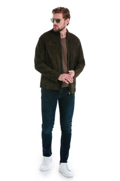 Kahverengi Slim Fit Hakim Yaka Çift Taraflı Süet Mont - 2