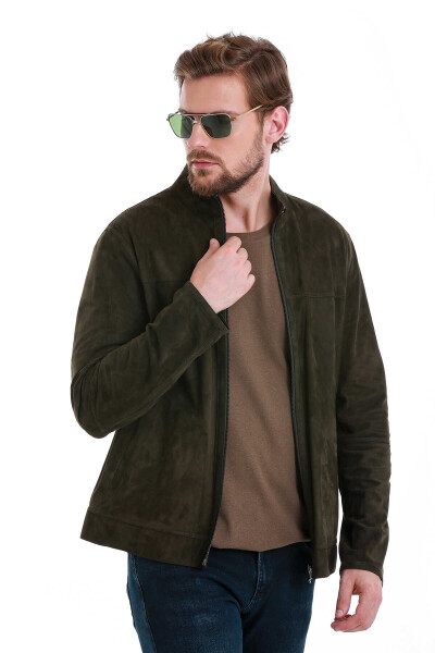 Kahverengi Slim Fit Hakim Yaka Çift Taraflı Süet Mont - 3