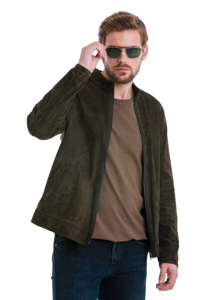 Kahverengi Slim Fit Hakim Yaka Çift Taraflı Süet Mont - 4