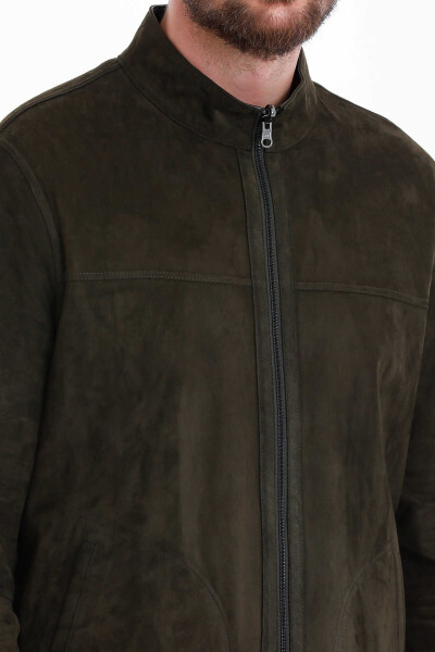 Kahverengi Slim Fit Hakim Yaka Çift Taraflı Süet Mont - 6