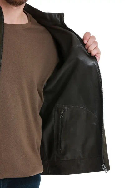 Kahverengi Slim Fit Hakim Yaka Çift Taraflı Süet Mont - 5