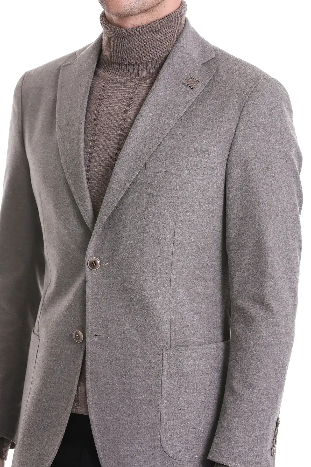 Kahverengi Slim Fit Mono Yaka Casual Ceket - 5