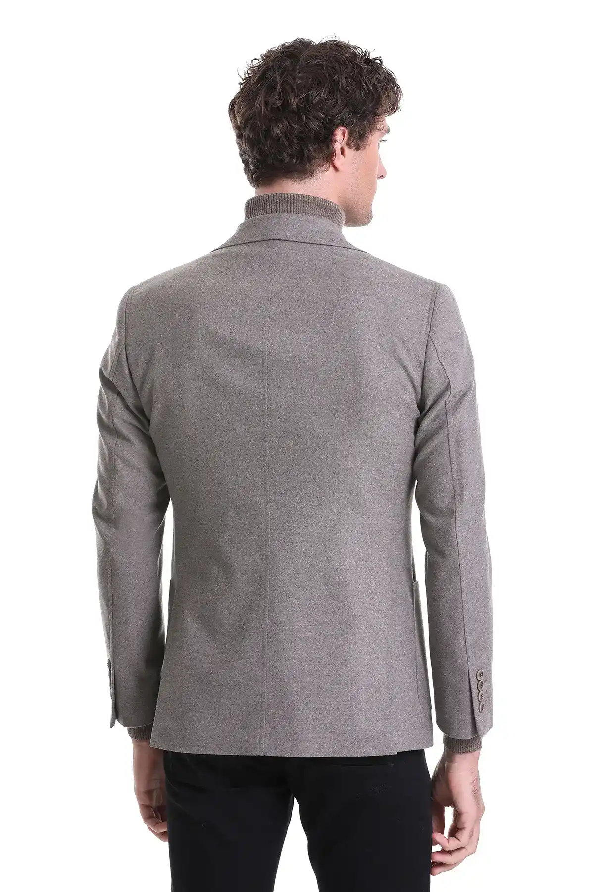 Kahverengi Slim Fit Mono Yaka Casual Ceket - 8