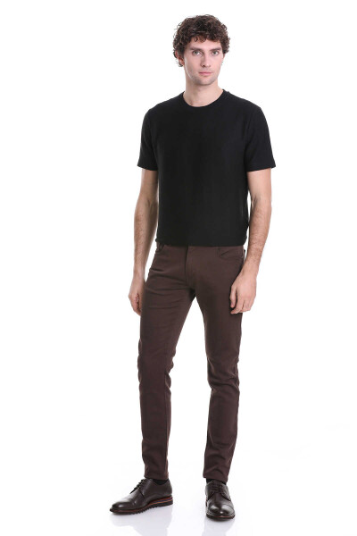 Kahverengi Slim Fit Pamuklu 5 Cep Kanvas Pantolon - 2