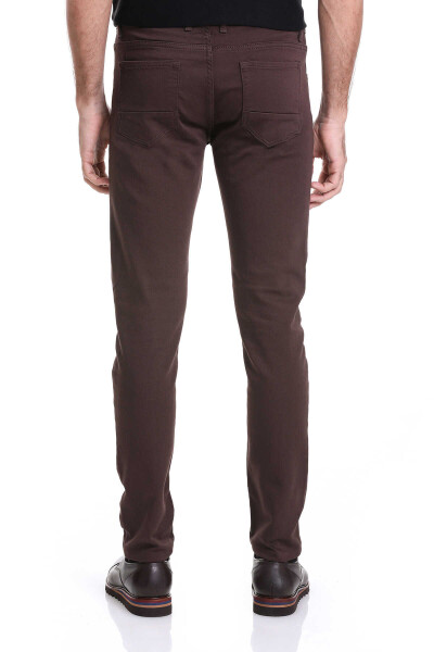 Kahverengi Slim Fit Pamuklu 5 Cep Kanvas Pantolon - 5