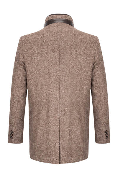 Kahverengi Slim Fit Hakim Yaka Yünlü Kaşe Palto - 2