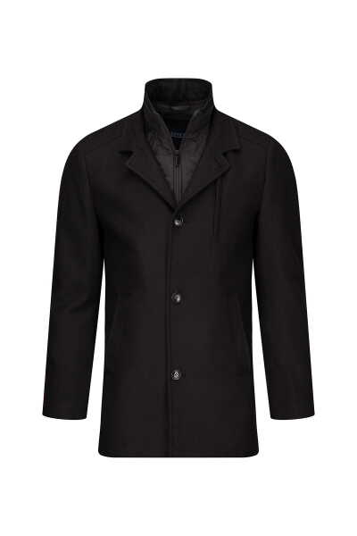 Kahverengi Slim Fit Hakim Yaka Yünlü Kaşe Palto - 1