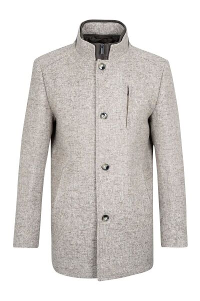 Kahverengi Slim Fit Hakim Yaka Yünlü Kaşe Palto - 1