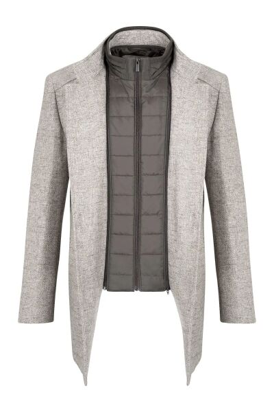 Kahverengi Slim Fit Hakim Yaka Yünlü Kaşe Palto - 2