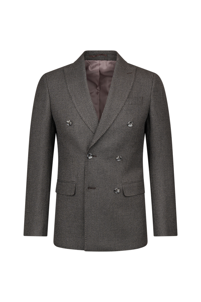 Kahverengi Slim Fit Kruvaze 4 Drop Klasik Takım Elbise - Hatem Saykı (1)