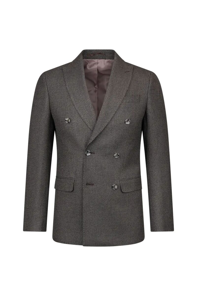 Kahverengi Slim Fit Kruvaze 4 Drop Klasik Takım Elbise - Hatem Saykı (1)