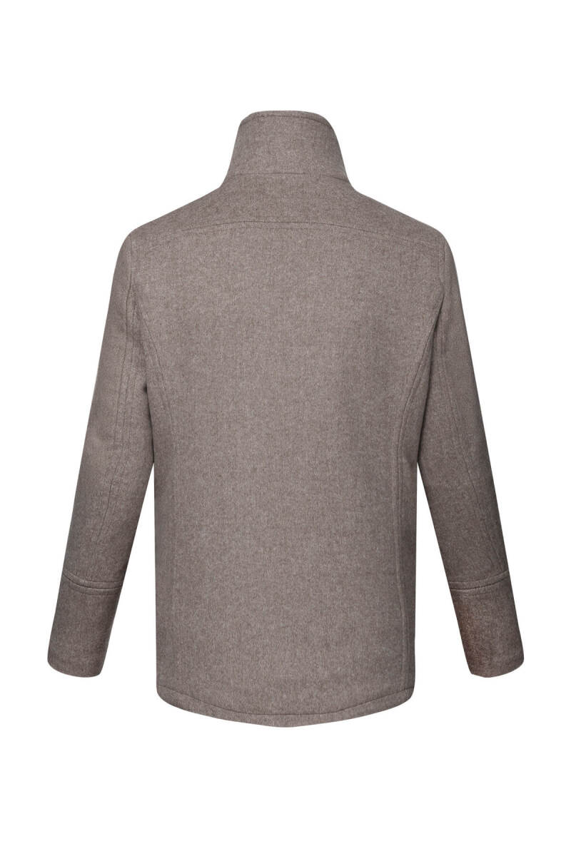 Kahverengi Slim Fit Kruvaze Yünlü Kaşe Kaban - Saykı (1)